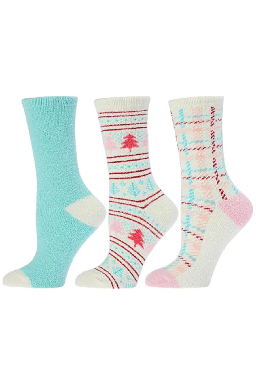 Comfort Code Women's 3pack Holiday Microterry Double Layer Socks Green